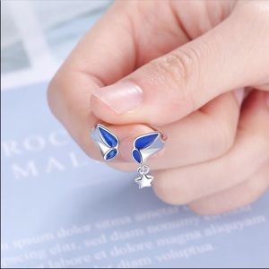 Blue crystal butterfly open ring